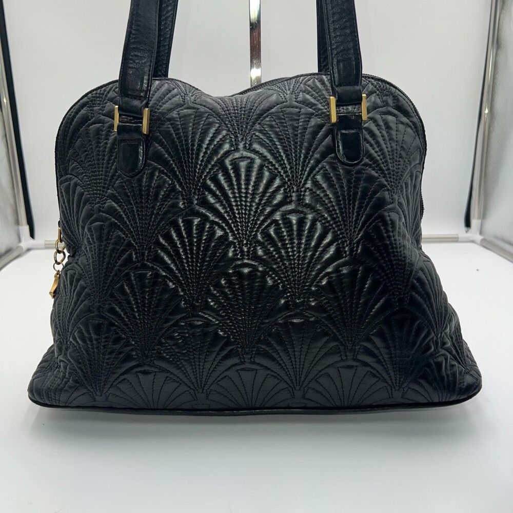 Bally Vintage Quilted Lambskin Fan Motif Shoulder Bag